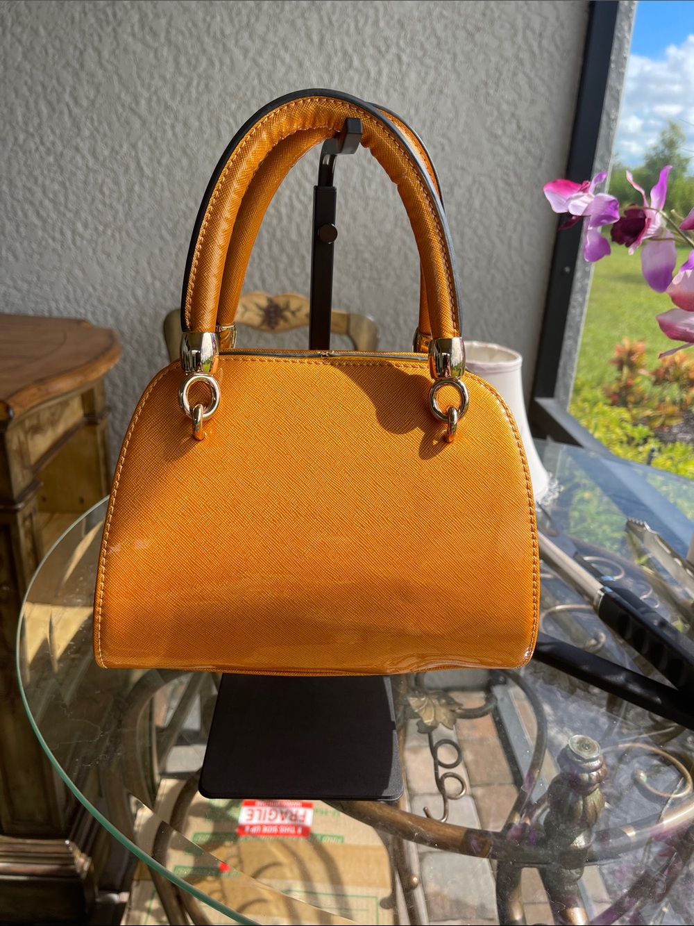 Structured Mini Top-Handle Bag in Mustard Yellow